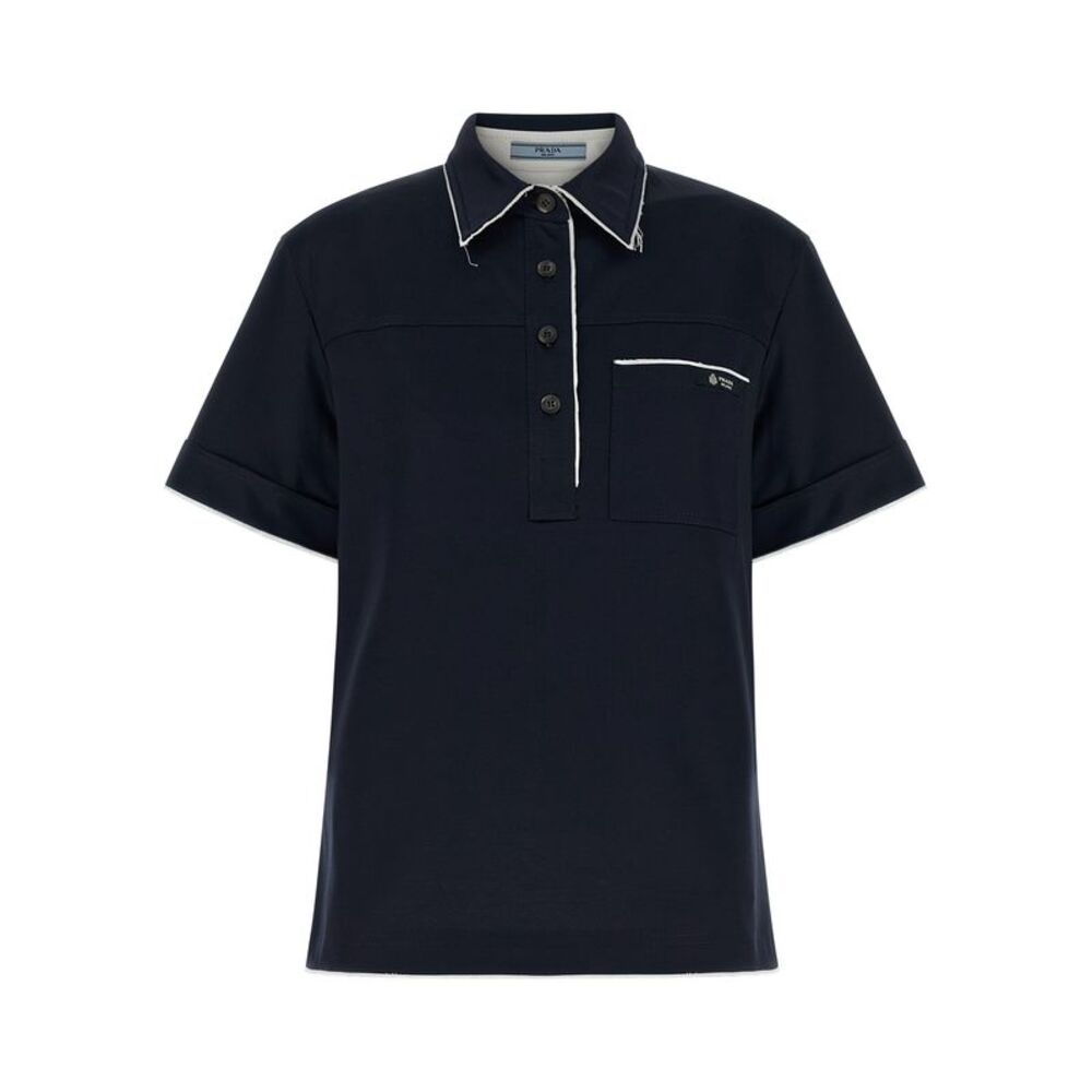 Prada Blue Cotton Polo Women's Shirt